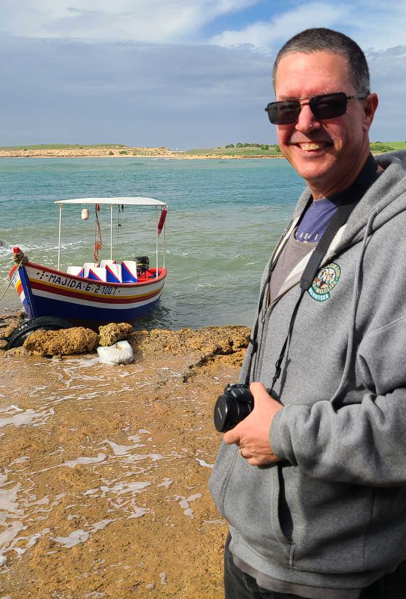 Christopher Bloomfield on the Atlantic coast in Morocco.